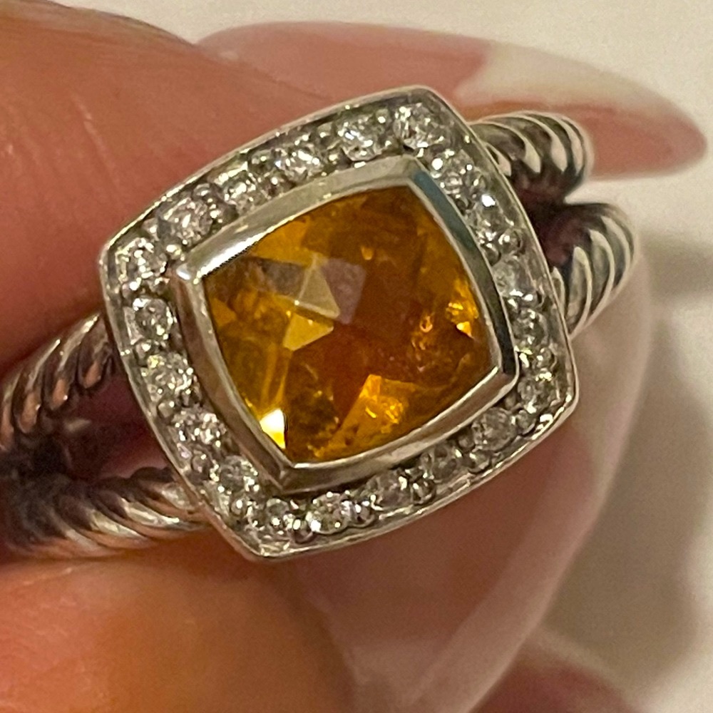 David Yurman Albion Citrine Ring in Sterling Silver 0.16 CTW Size 6